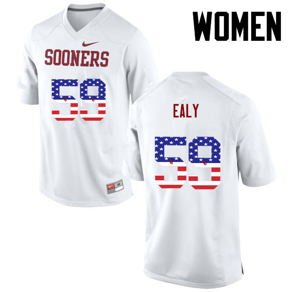 Women Oklahoma Sooners #59 Adrian Ealy College Football USA Flag Fashion Jerseys-White - Click Image to Close